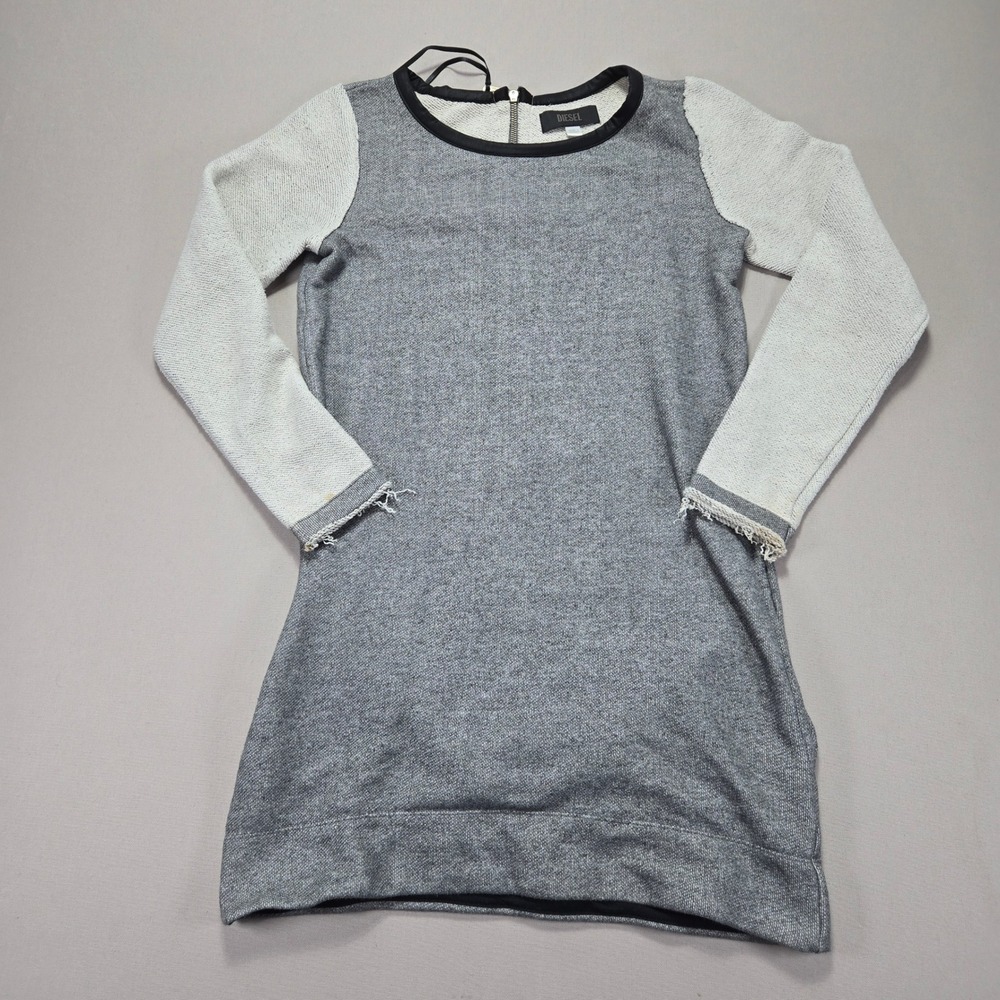 DIESEL Dress Womens XS Gray Long Sleeve Color Block Mini Casual rear zipper knit
